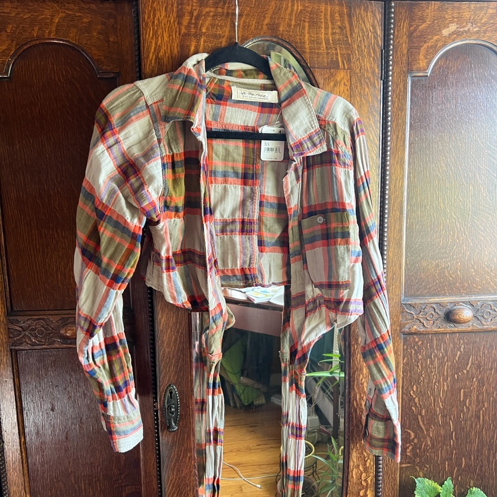 We the free NWT cropped wrap flannel
